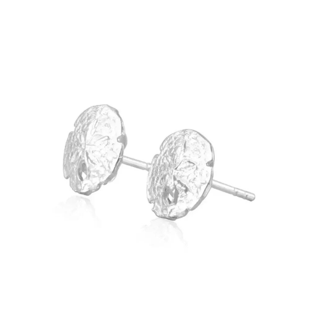 NWT~Sterling Silver .925 Diamond Cut Sand Dollar Design Post Stud Earrings